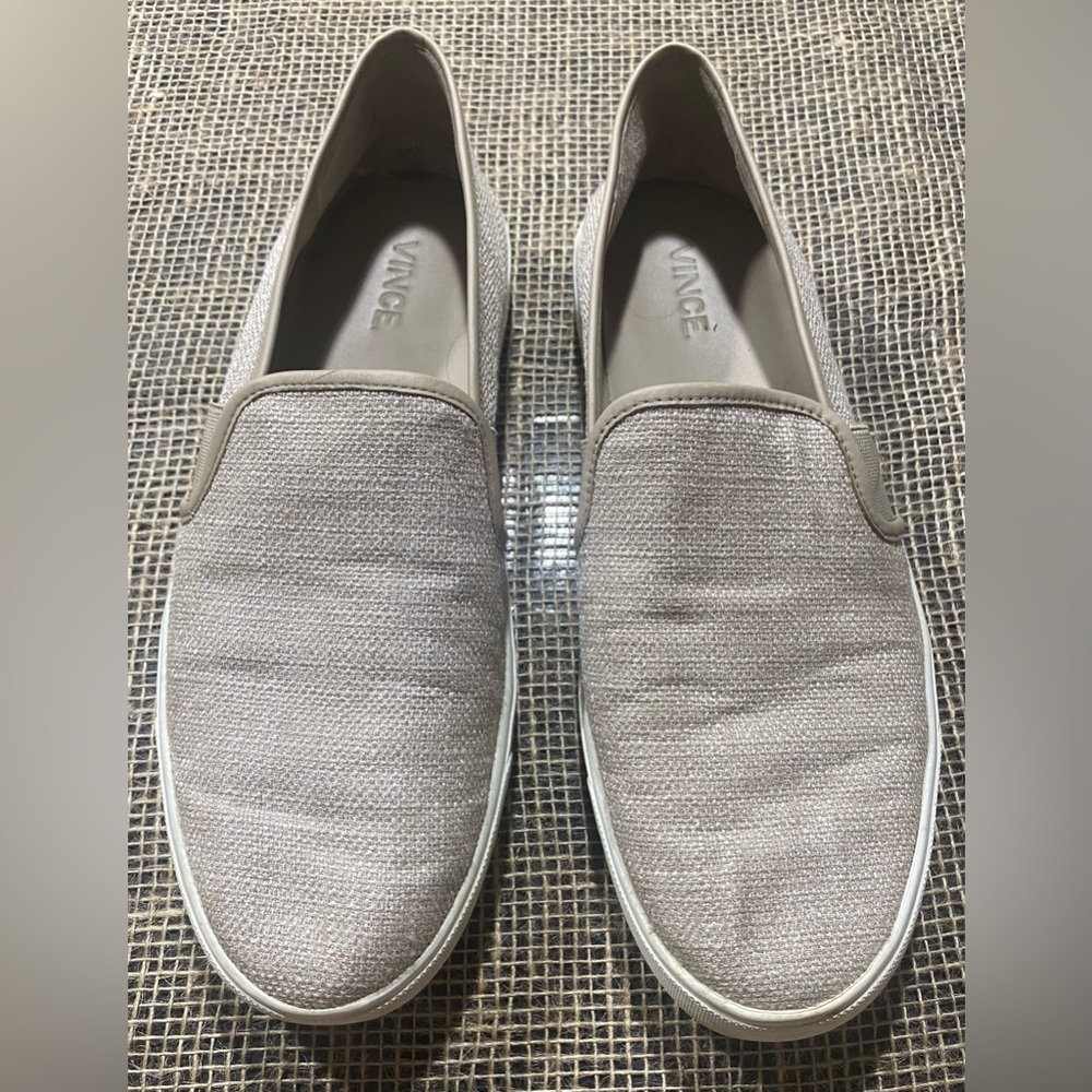 Vince Blair Slip On Shoes, Sz 9m, Beige/Tan Perforated Italian Leather